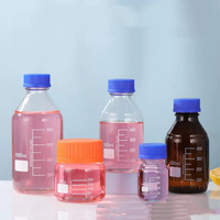 Bouteille en verre brun en gros, 250 ml, 500 ml, résistante aux hautes températures, avec bouchon à vis, pour réactifs chimiques, échantillon gratuit