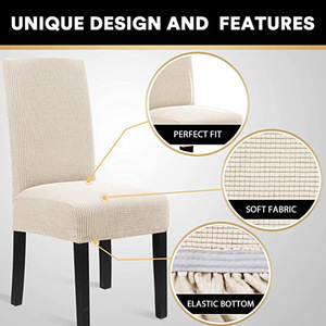 ผ้าคลุมเก้าอี้ยืดหยุ่น สีพื้น ลายเมล็ดข้าวโพด ผ้าโพลีเอสเตอร์ผสมสแปนเด็กซ์ ทนทาน ใช้ได้ในบ้าน ห้องนั่งเล่น ห้องนอน ห้องรับประทานอาหาร - Product Image 4