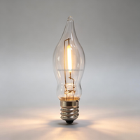 Ampoule LED E12, C18, Ampoule à filament en verre transparent en forme de flamme, 120V, Lumière blanc chaud, Ampoule décorative pour suspension