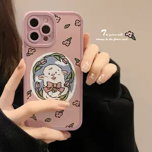 Cartoon Cute Sheep Illustration Camera Protection Back Cover For iPhone 15 plus 14 pro 13 Pro Max 12 11 Xs Max Phone Case