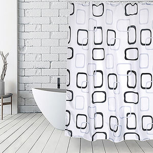 Cortina de ducha de tela de poliéster con patrón geométrico, decoración para baño, 180x200 cm - Product Image 1