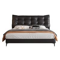 Cama Matrimonial Moderna y Casual Love Zone, Tapizada en Cuero Vacuno de Primera Capa, Ecológica, para Uso Comercial