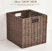 Cube de rangement en corde de papier tressée à la main, grande capacité, pour vêtements, serviettes, jouets et articles ménagers divers