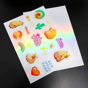 Hoja de Etiquetas Holográficas de PET Transparente, Forma Irregular, Impresas con UV, Etiquetas para Regalos y Manualidades para Impresora de Inyección de Tinta - Product Image 2