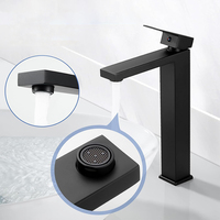 Robinet de lavabo moderne à corps carré en nickel brossé, à trou unique et à poignée unique, pour lavage des mains, du visage, hôtel, villa, toilettes, salle de bain