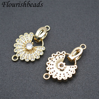 Fermoirs en forme de fleur pour femme, sans Nickel, antirouille, plaqué or, CZ Pave, grande taille, pour bricolage, fabrication de bijoux, vente en gros
