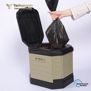 Toilette de camping pliable en PVC portable avec couvercle et poignée, étanche pour une utilisation en extérieur en toutes saisons - Product Image 3