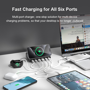EU/US/AU/UK cắm 7 trong 1 đa chức năng siêu nhanh 65W sạc đứng Khối PPS PD sạc cổng 4c2a với bộ sạc không dây 15W - Product Image 2