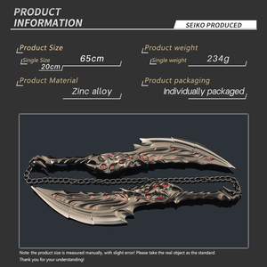 Espada Doble Primordial Flame <span class=keywords><strong>de</strong></span> Valorant <span class=keywords><strong>de</strong></span> 22 cm, Sin Afilar, Periférico <span class=keywords><strong>de</strong></span> Juego <span class=keywords><strong>con</strong></span> Cadena, Coleccionable <span class=keywords><strong>de</strong></span> Aleación <span class=keywords><strong>de</strong></span> Zinc - Product Image 1