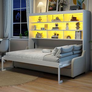 โซฟาเบดพร้อมที่เก็บของ สีขาว โครงสร้างแบบปรับเปลี่ยนได้ เฟอร์นิเจอร์ห้องนอน สำหรับเด็ก ผู้ใหญ่ ผู้สูงอายุ - Product Image 2