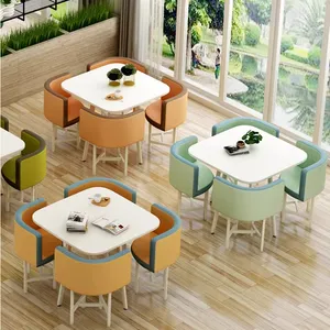 Restaurant tables à manger rondes et chaises pour 4 places mode table en fer forgé design café boutique meubles