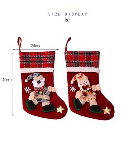 QY Wholesale Chaussettes de Noël à carreaux pour enfants, grand format, motif Père Noël, sac cadeau, décoration de Noël pour la maison - Product Image 5