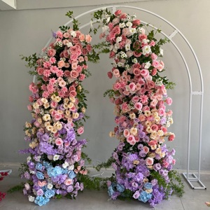 D-HOA055 Wholesale greenery horn flower arch artificial <b>rose</b> horn flower arch wedding white horn flower arch backdrop silk decor - Product Image 2