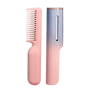 Spazzola riscaldante per piastra per capelli senza fili pettine caldo spazzole per lisciare i capelli ricaricabili USB strumenti portatili per capelli in ceramica