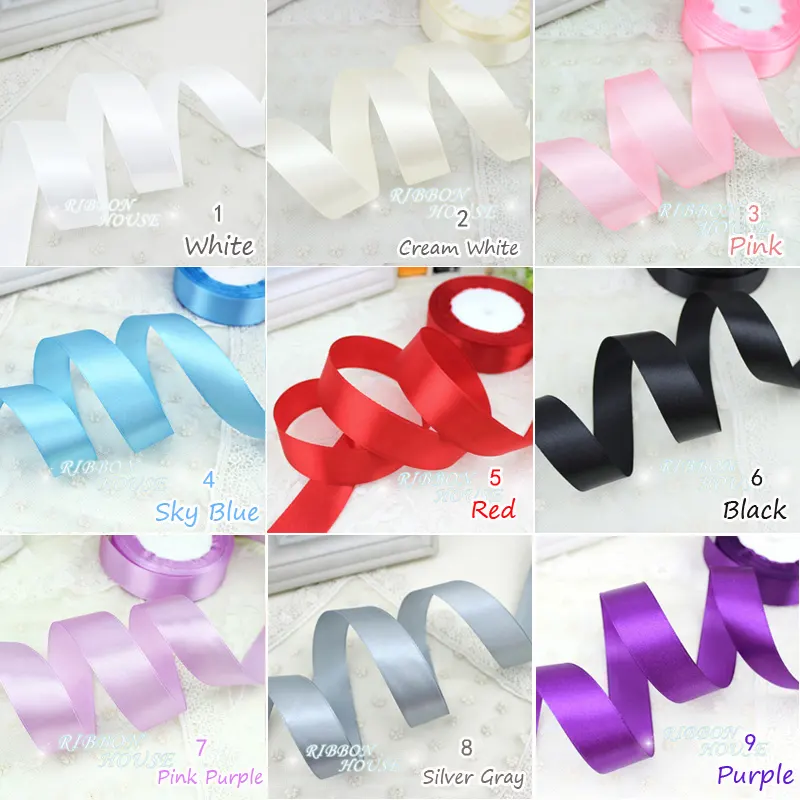 (25 Jardas/rolo) 1 "25mm Single Face Satin Ribbon Webbing Gift Natal Acessórios para cabelo e decorações do casamento Fitas lacing