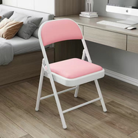 Chaise pliante rembourrée moderne rose ZDY-11 avec structure en métal blanc, chaise de jardin confortable pour événements en plein air