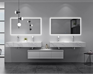 Meuble-lavabo flottant <span class=keywords><strong>IMPERO</strong></span> avec miroir lumineux, style moderne - Product Image 6