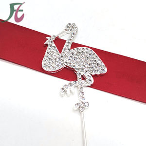 Adorno de pastel de diamantes de imitación de pájaro/<span class=keywords><strong>Cuervo</strong></span> plateado recién llegado, adorno de pastel de Animal personalizado para Decoración de Pastel de fiesta divertida - Product Image 1
