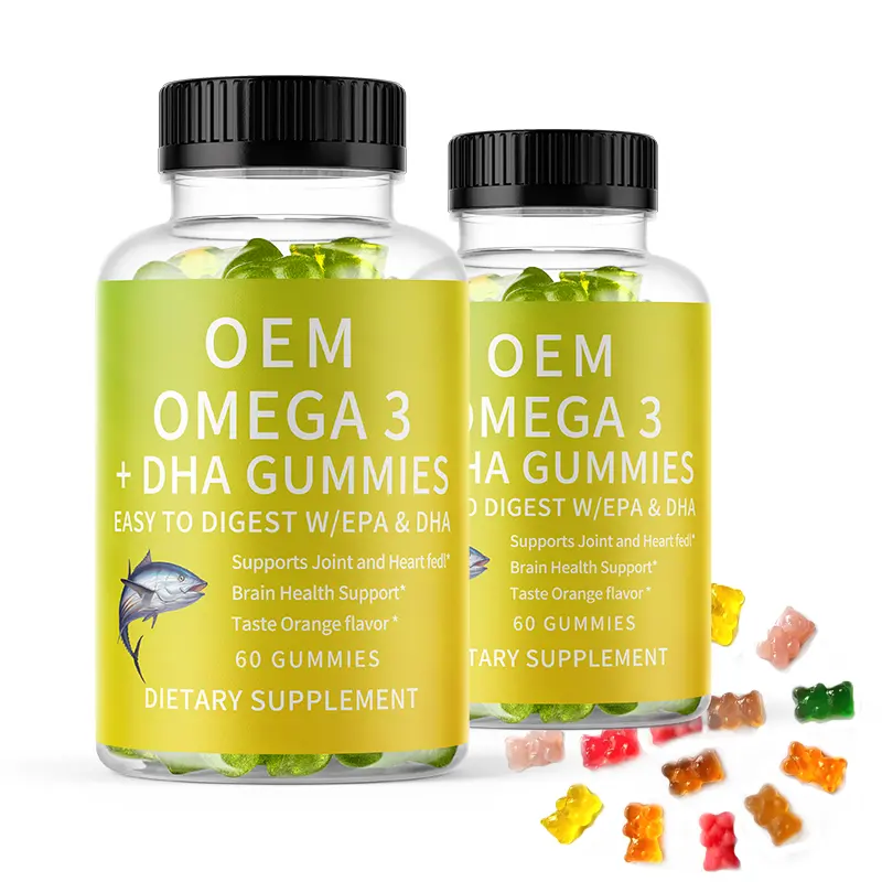 OEM/ODM Organic Kids Multivitamin DHA Omega 3 Gummies With Omega 6 9 For Supports Brain Joint Heart Eyes and Immune System