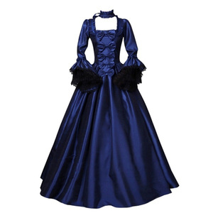 Vestido largo de encaje con manga acampanada para <span class=keywords><strong>mujer</strong></span>, vestido Vintage gótico con cuello cuadrado, Estilo Vintage, 5XL, venta al por mayor - Product Image 4