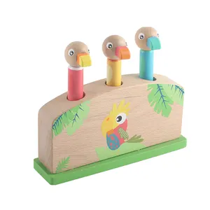 Wholesale High Quality New Design Wooden Pop Up Animal Toys Bouncing Toy Pop Up Spring Toy For Kids