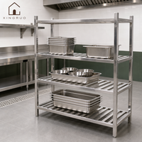 XINGRUO 3-stöckiges Edelstahl-Regal Küchen-Aufbewahrungsregal Schwerlast-Metallregal für Restaurant Gewerbliche Küche