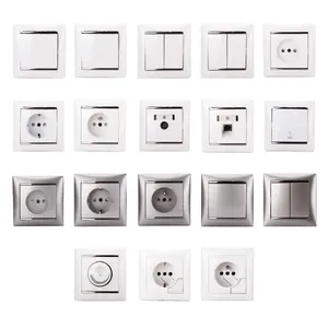 Panel Euro 10A 16A 13A 250V 2 Gang Wall Switch Russia Germany French Electrical Power Light Switch