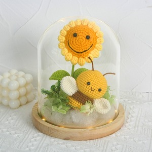 Custom Smiling Sunflower Nightlight <b>Bee</b> Woolen Crochet Hook Handmade Bouquet <b>Gift</b> for Valentine's Day - Product Image 6