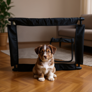Barrière de voyage portable pour animaux de compagnie, pliable, pour chat et chien, en polyester noir, rectangulaire, avec fermeture auto-agrippante - Product Image 2