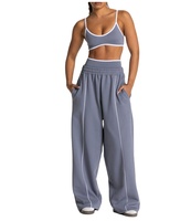 Ensemble de yoga tendance pour femme, grande taille, color-block rayé, polyvalent, coupe ample, pantalon droit taille mi-haute décontracté, séchage rapide