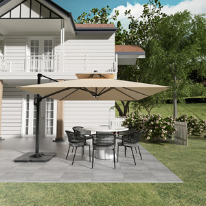 Square Cantilever Patio <b>Umbrella</b> with Hydraulic Lift <b>Windproof</b> Outdoor <b>Umbrella</b> with Weighted Base for Poolside Backyard Deck - Product Image 1