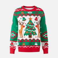 Tenues de Noël personnalisées assorties parent-enfant pour la famille, ensemble de quatre pulls en acrylique motif renne et sapin de Noël, automne-hiver
