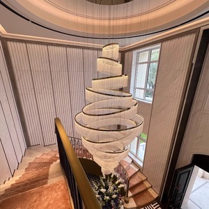 Lustre suspendu LED moderne de luxe en acier inoxydable à plusieurs niveaux, angle de faisceau 360°, garantie 2 ans, pour villa, escalier haut - Product Image 1