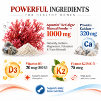 Capsules d'algues, de calcium, de vitamine D3 et K2 en marque privée OEM pour la santé osseuse, nutrition minérale pour adultes, complément alimentaire, vente en gros