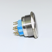Interrupteur à bouton-poussoir de 40 mm en acier inoxydable, double pôle, 10 broches, anneau lumineux, 220 V, commande industrielle