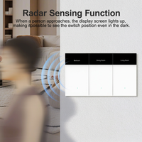 Interrupteur mural intelligent Wi-Fi US DIY à commande vocale 2,4 GHz avec panneau en verre 1 à 4 boutons pour la maison, compatible Alexa Google Home