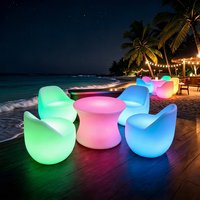 Chaises et table d'extérieur portables et confortables multifonctionnelles avec lumières LED à changement de couleur, design moderne, pour salon et centre commercial