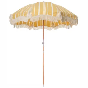 Sun Macrame <span class=keywords><strong>Algida</strong></span> Sombrilla de playa personalizada con flecos Poste de aluminio Costillas de fibra de vidrio Flecos Bali Boho Poliéster al aire libre Moderno - Product Image 6
