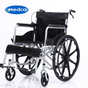 Fauteuil roulant manuel Medco MK904BJ, acier noir, 16 kg, certifié CE, pour personnes âgées et handicapées - Product Image 1