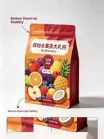 Sachet alimentaire durable refermable en PE à fond plat octogonal pour l'emballage de snacks, impression personnalisable, résistant à l'humidité