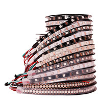 Bande LED intelligente RGB WS2812B, lumière LED adressable individuellement, 30/60/144 LED, PCB noir/blanc, étanche IP30/65/67, DC5V