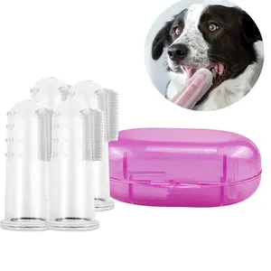 Commercio all'ingrosso Pet pulizia Gel di silice forniture morbido per animali domestici cura dentale per animali domestici spazzolino da denti e scatola set per cani e gatti