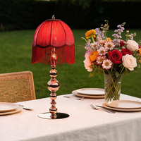 Nouvelle lampe à pampilles en tissu au design vintage, support en métal doré, lampe LED pour mariage, centre de table pour accessoires de mariage