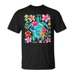 T-shirt bohème à motif floral de tortue, design animaux marins, sauvez la tortue de mer - Product Image 1