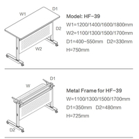 Bureau pliable moderne en bois avec étagère de rangement en acier pour salle de classe, bureau, école - Table de conférence compatible avec ordinateur portable