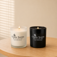 Bougie parfumée artisanale de luxe à mèche en bois moderne dans un bocal en verre dépoli, fournisseur en gros OEM ODM pour cadeaux de parfum d'ambiance