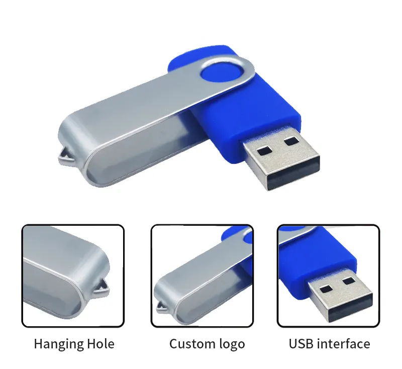 Tùy chỉnh xoay USB Flash Drive với logo USB 2.0 Bộ nhớ Flash 128GB 64GB 32GB 16GB 8GB 4GB 2GB 1GB Kim Loại USB gậy