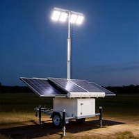 Remolque de Iluminación Móvil con 4 Paneles Solares, Remolque de CCTV Solar con Cámara PTZ para Iluminación y Monitoreo