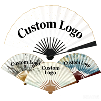 Éventail pliant en bambou avec logo personnalisé, publicité sur papier, éventail pliable pour salon professionnel, cadeau d'entreprise, événements en plein air, cadeaux promotionnels