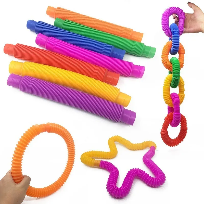 Mini Pop Tubes Sensory Toy For Adult Fidget Stress Relieve Toys Kid Autism Anti Stress Plastic Bellows Children Squeeze Toy